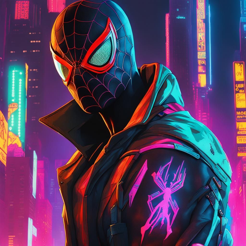 Spider-Man in Cyberpunk 2099 Neon City