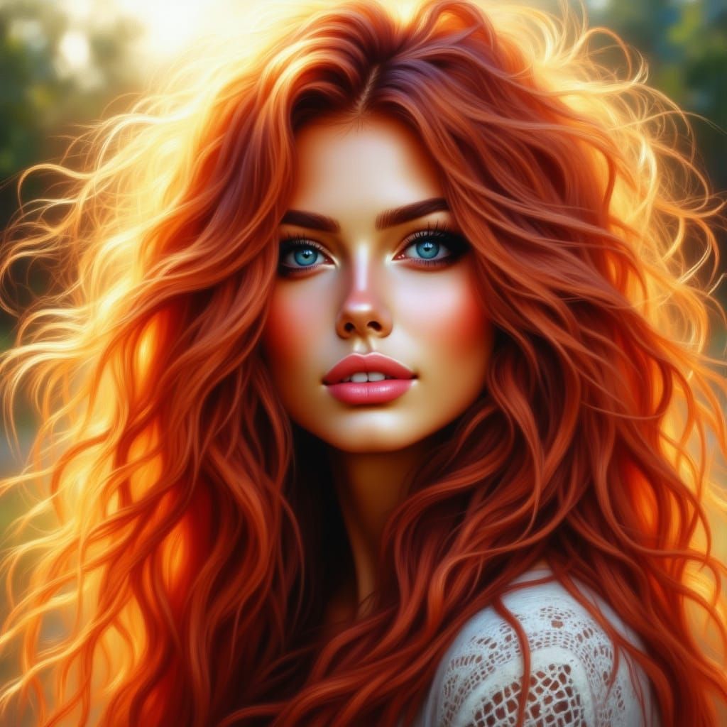 Stunning Redhead Woman in Golden Hour Light