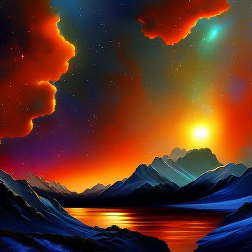 Cosmic Nebula in Hyperrealistic Digital Painting