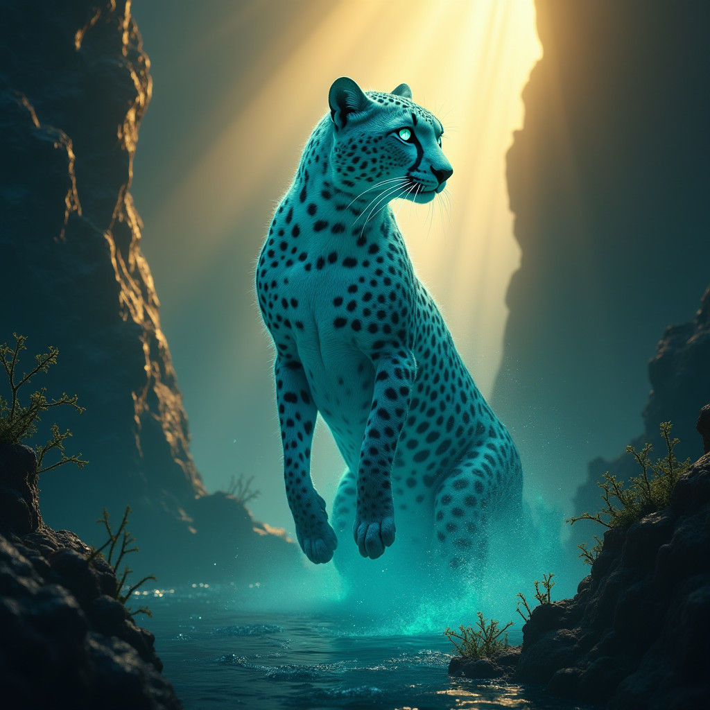 Electric Blue Cheetah Rising from Leviathan Lair