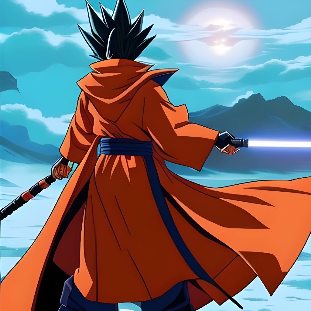 Goku as Jedi in Synthwave Star Wars Training