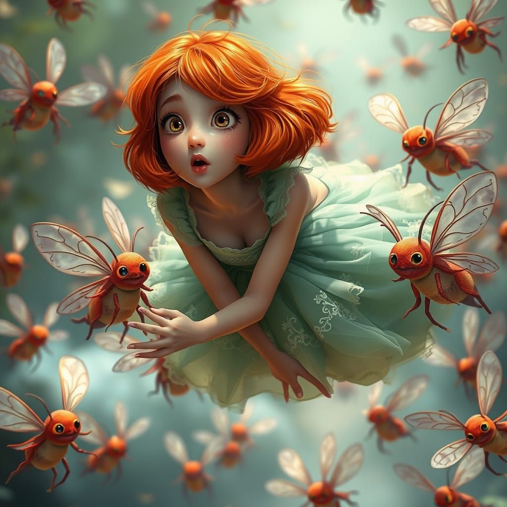 Whimsical Woman in a Dreamy Fantasy World