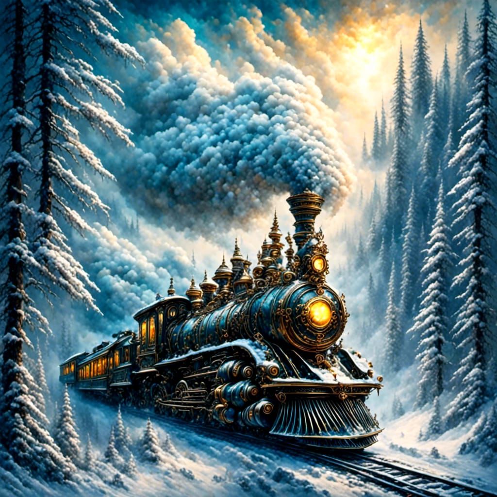 Winter train scene