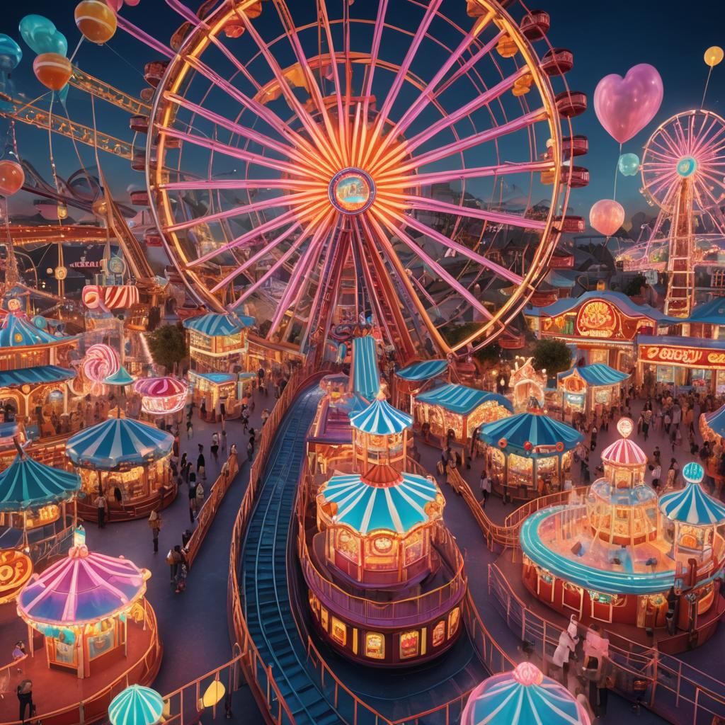 Jelly Amusement Park with Carnival Lights, 8K