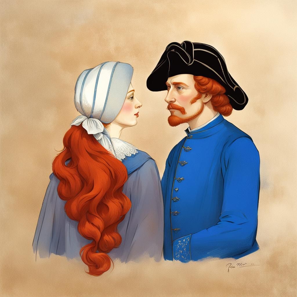 Redhead in Pre-Petrine Russian Fashion with Peter the Great