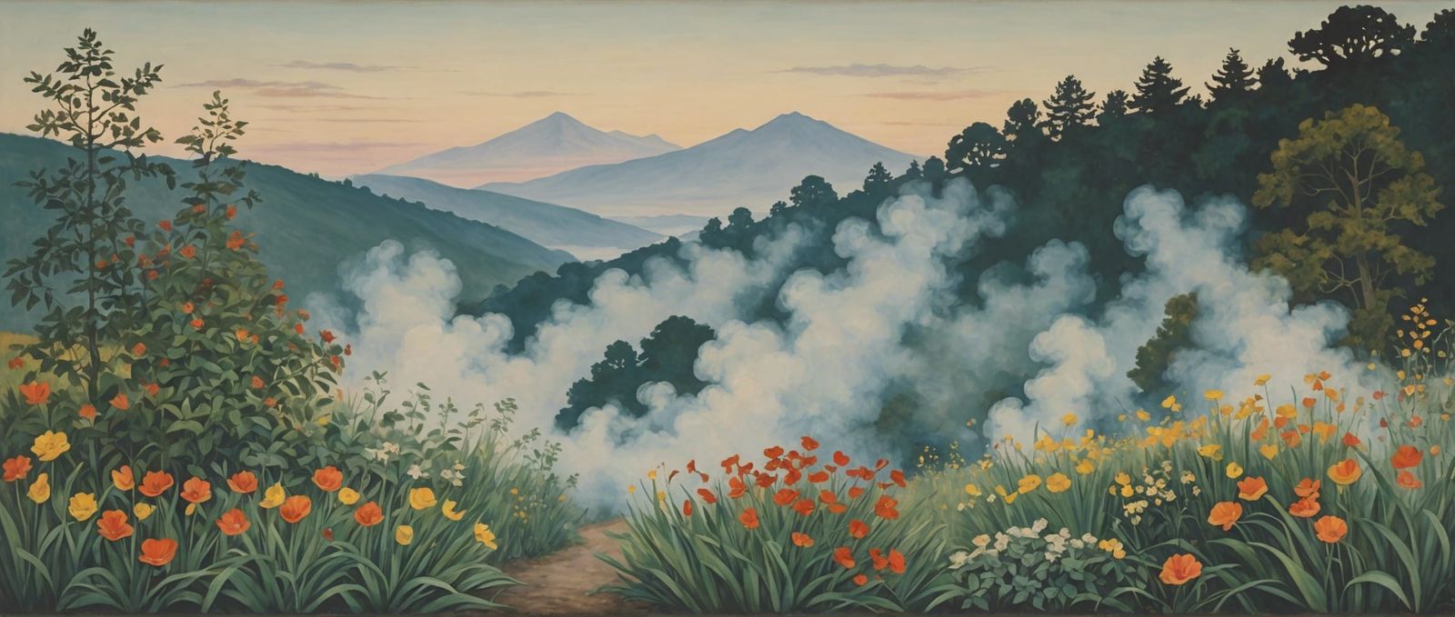 Art by Georgia O'Keeffe, Claude Monet, a mystical garden whe...