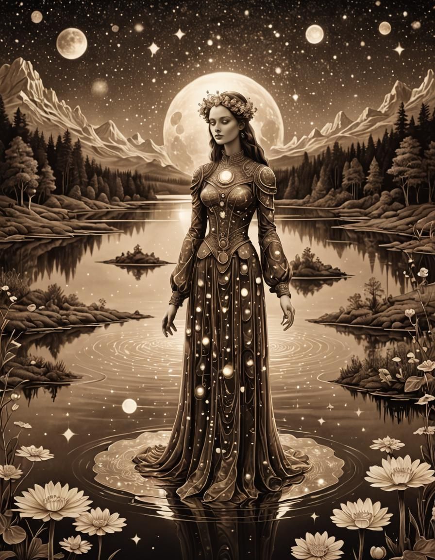 Sepia Lady in Holographic Cosmic Wonderland