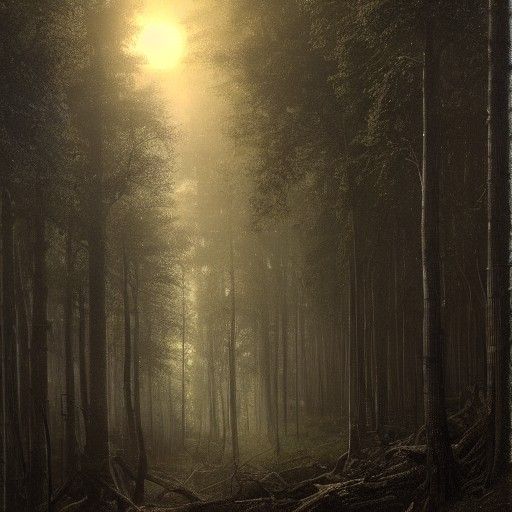 Horror Forest in Moonlight, Doré Style