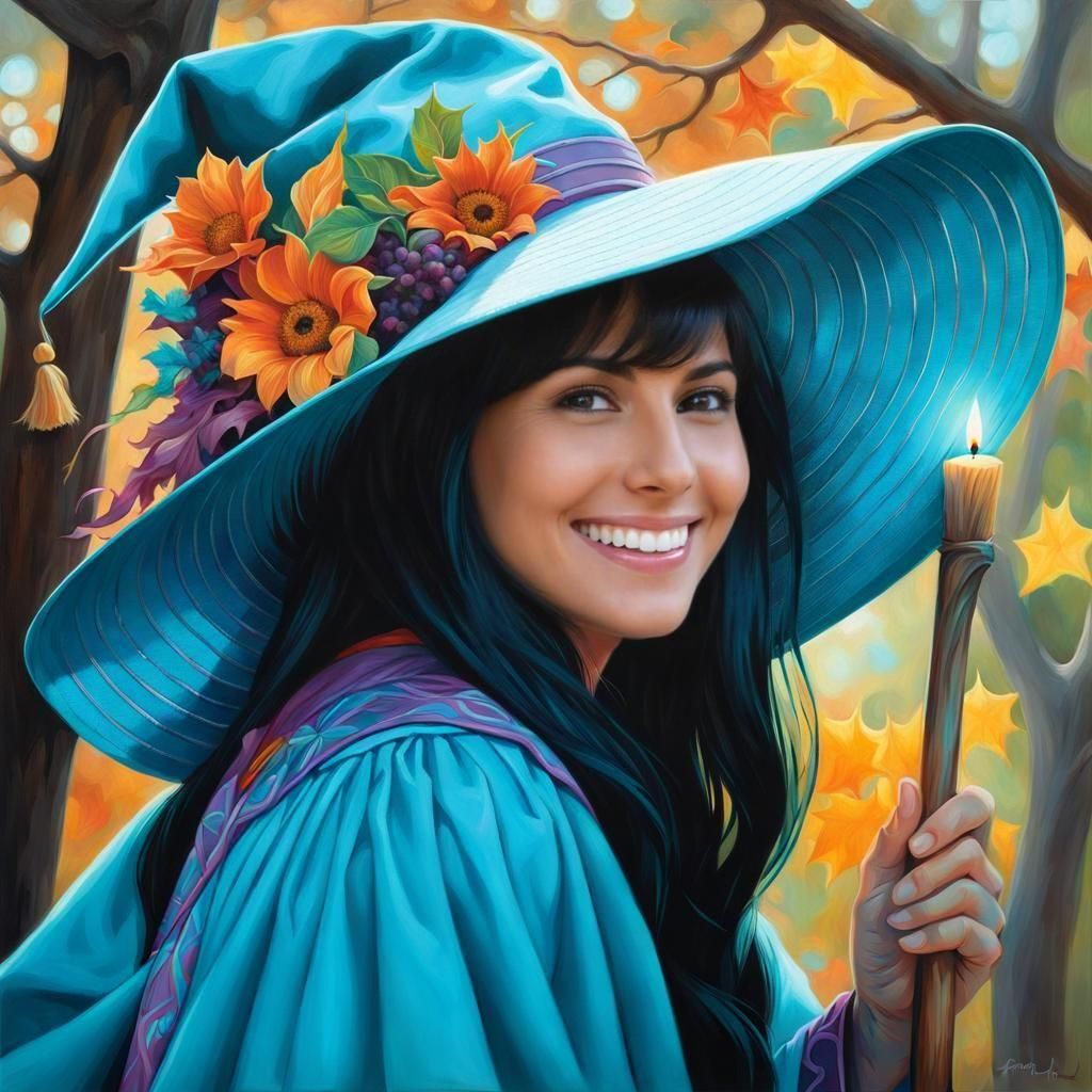 Attractive Good Witch Portrait in Digital Painting Style
