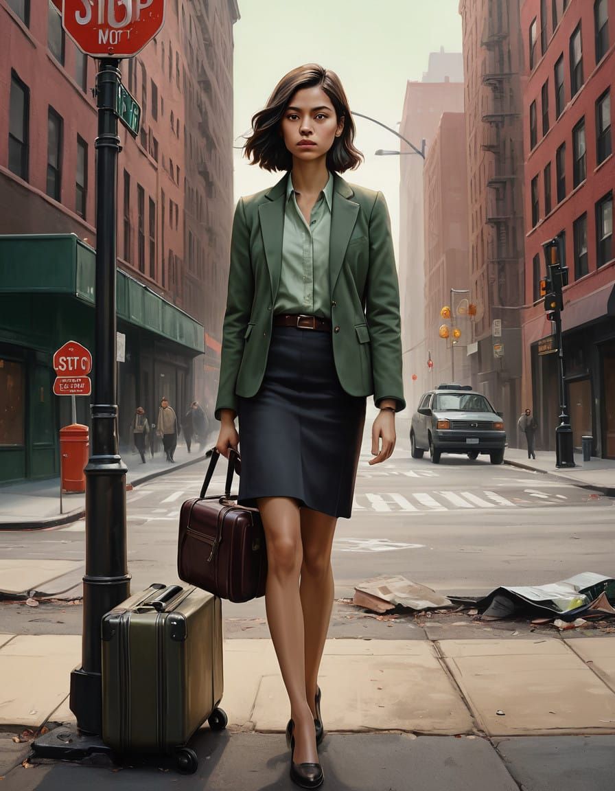 A Woman Reflects on City Life in a Moody Street Scene