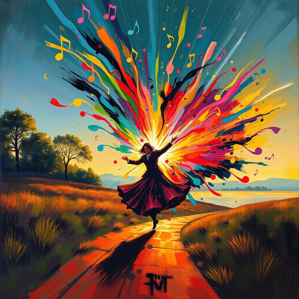 Surrealist Oil Painting of Ecstatic Sunday Dance