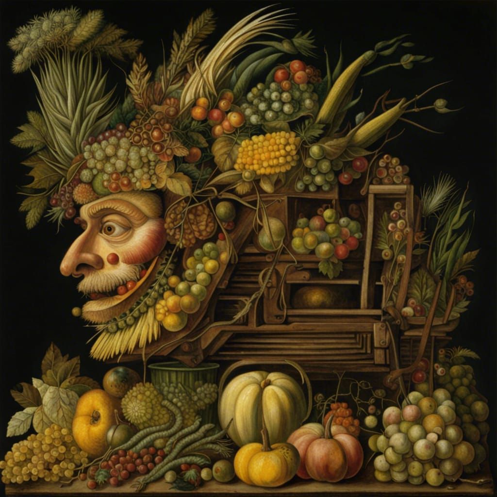 Arcimboldo-Style Combine Harvester Still Life