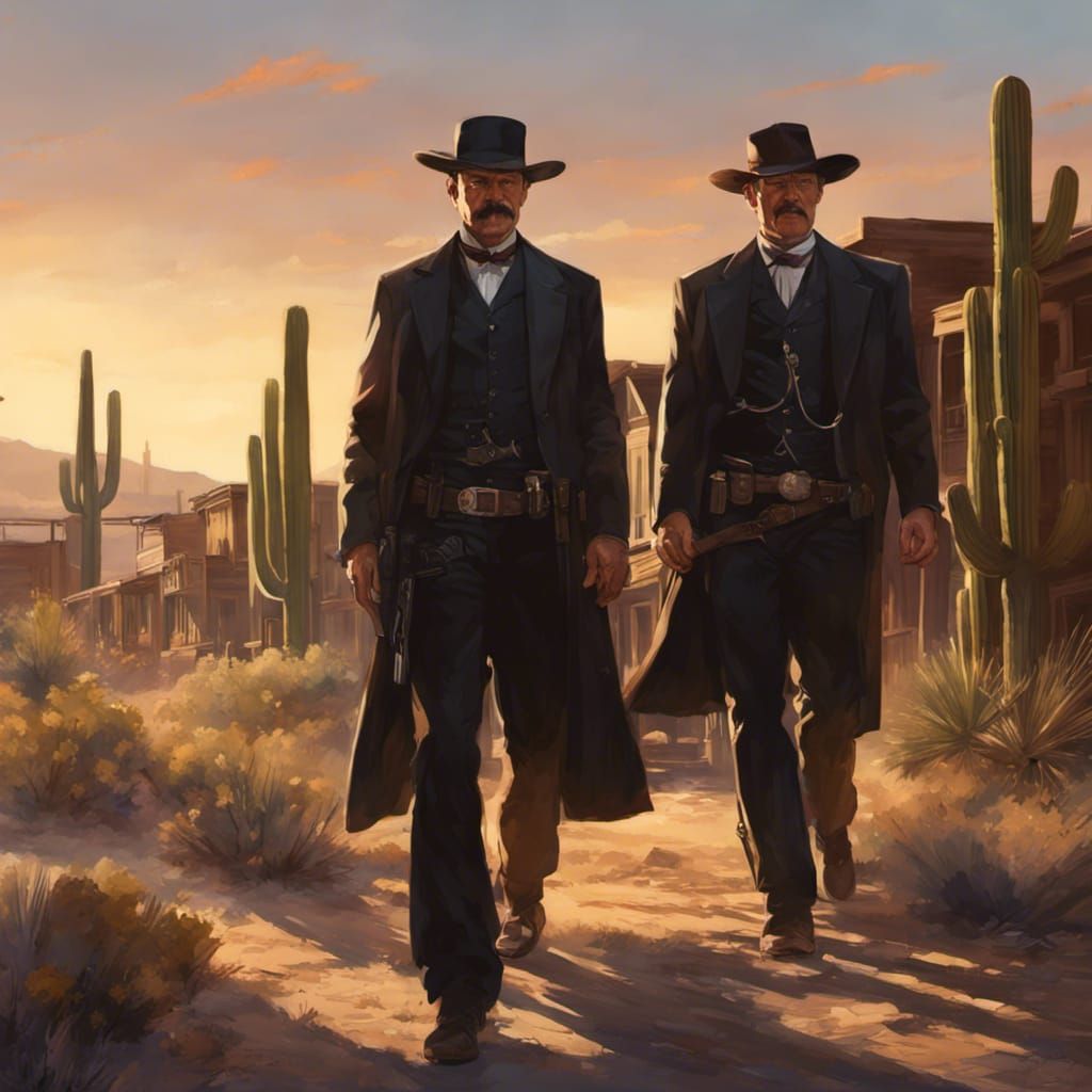 Doc Holliday and Wyatt Earp in Wild West Town
