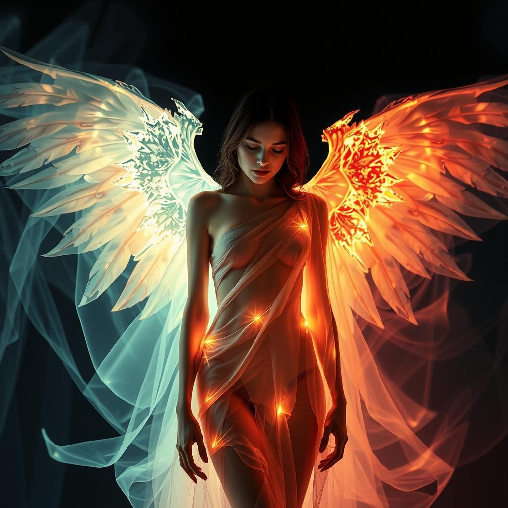 Ethereal Death Angel in Op Art Style