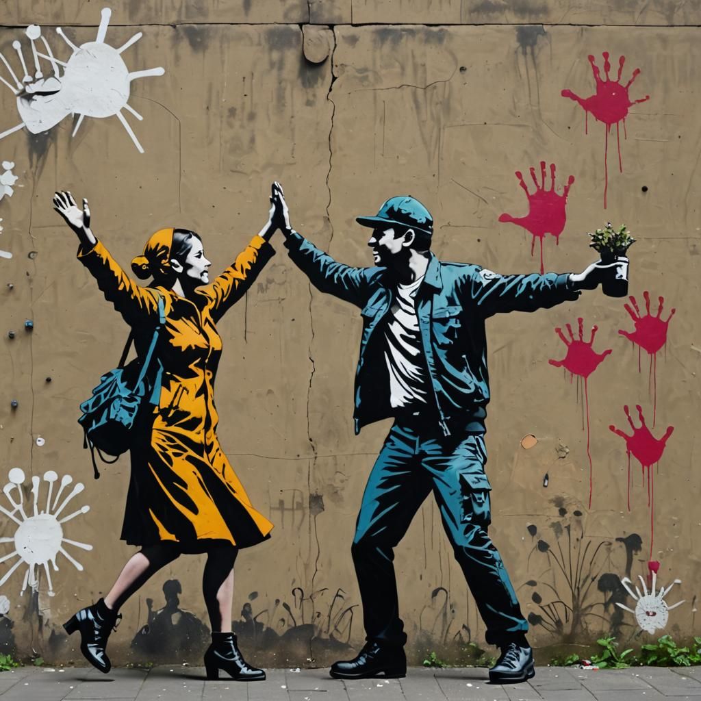 High-Five Graffiti Art in Banksy Style