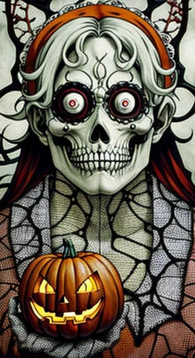 Halloween Neurographic Art Nouveau Design