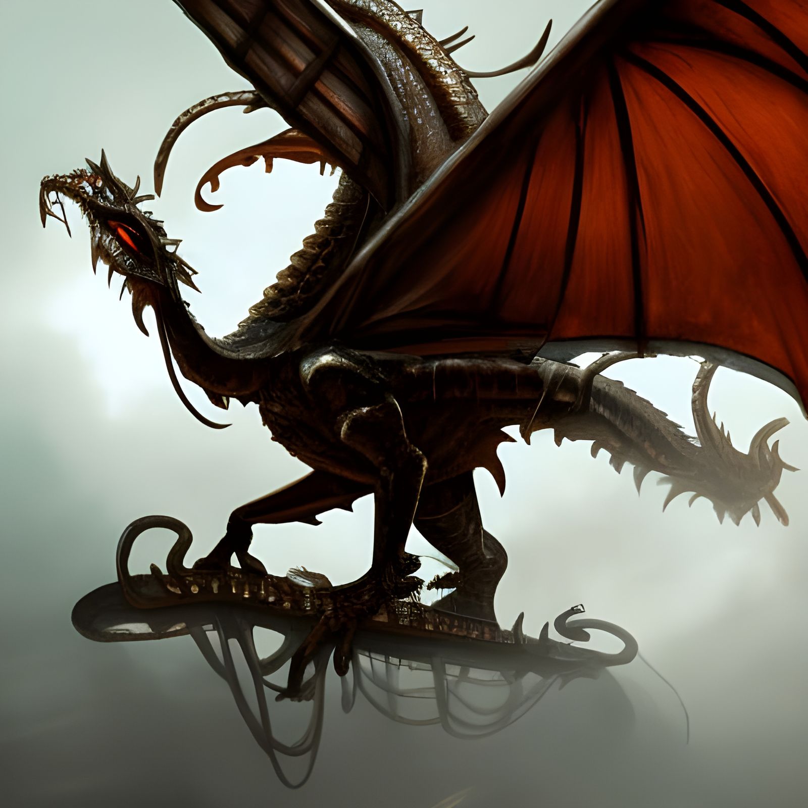 Steampunk Bronze Dragon in Maze, Detailed Art