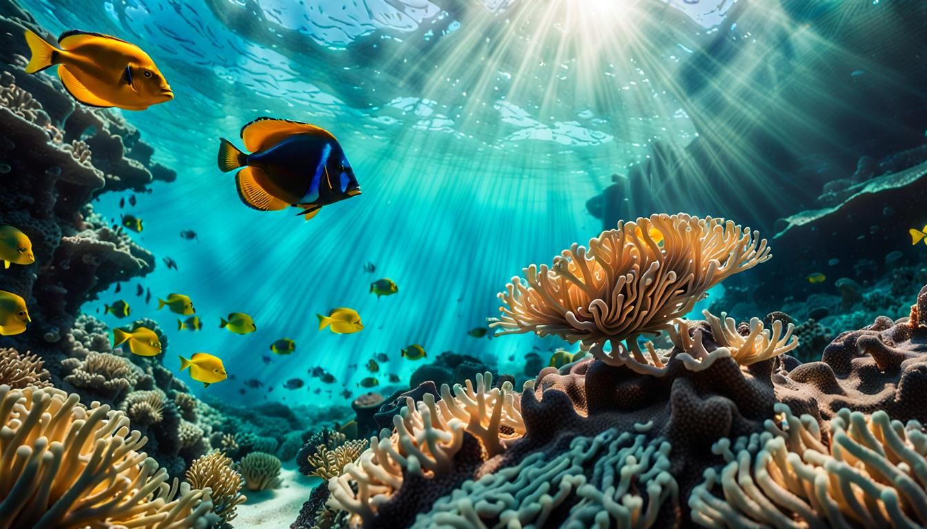 Vibrant Coral Reef Scene in Photorealistic Style