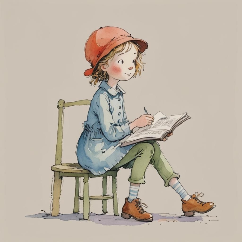 Girl in Quentin Blake and Holly Hobbie Style