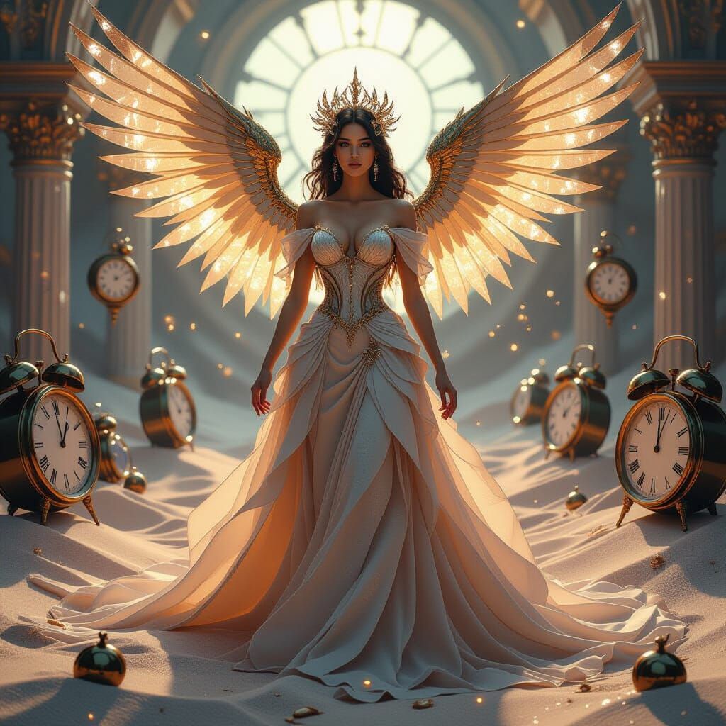 Hourglass Empress in Hyperrealistic Fantasy Style