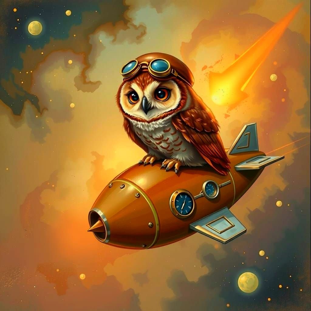 Wise Owl Pilot on Acorn Spaceship in Nebula