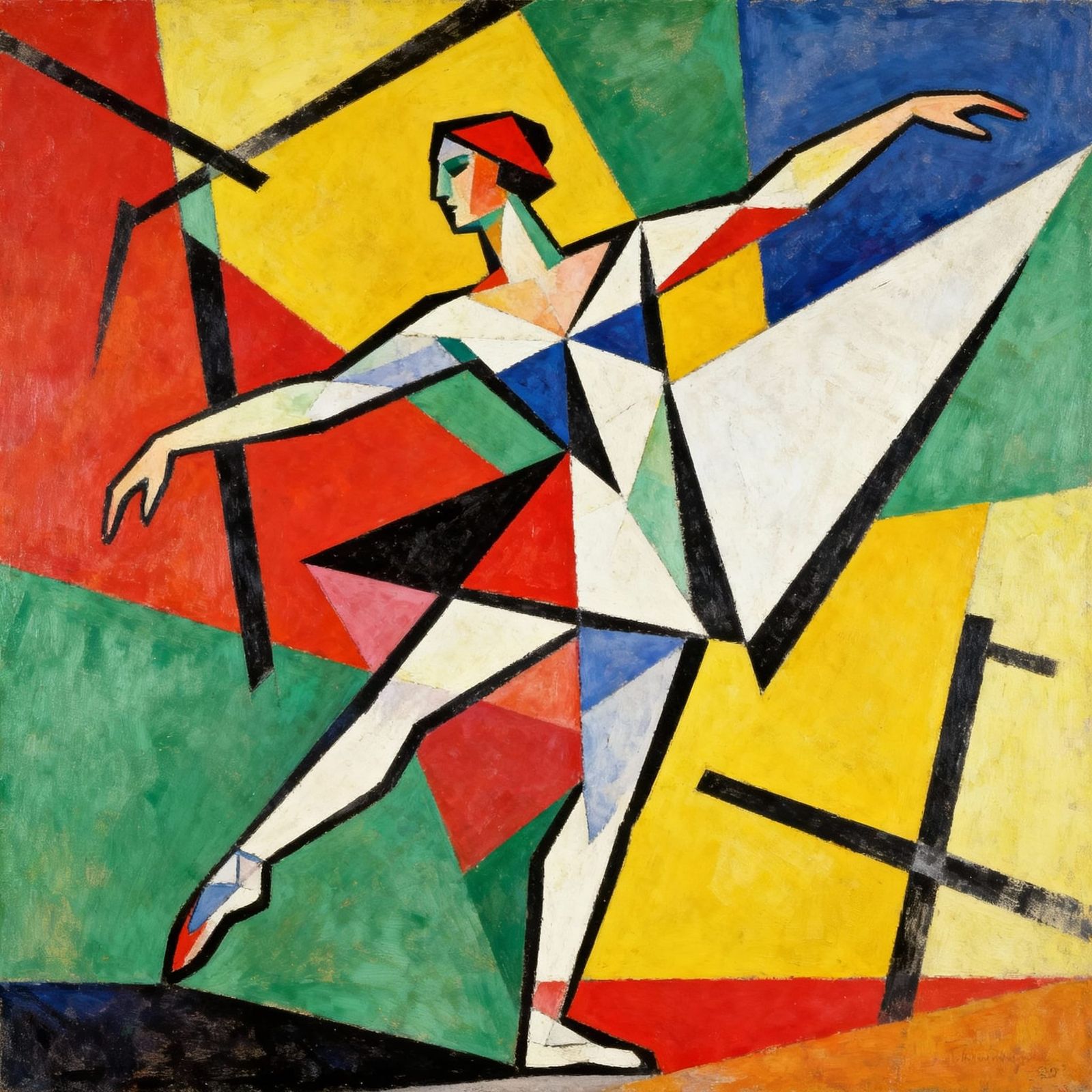 Abstract Dancer Movement in Bold Geometric Shapes