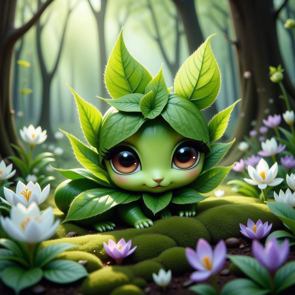 Enchanted Leaf Sprite Awakens in Spring Garden