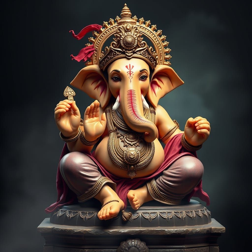 Sculptural Ganesh in Photorealistic Detail