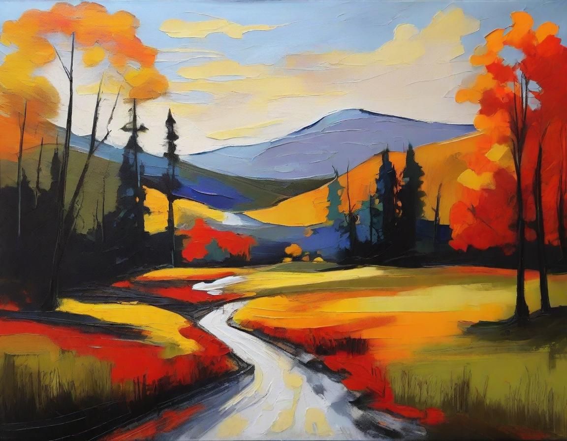 Abstract Landscape Art in Complementary Colors