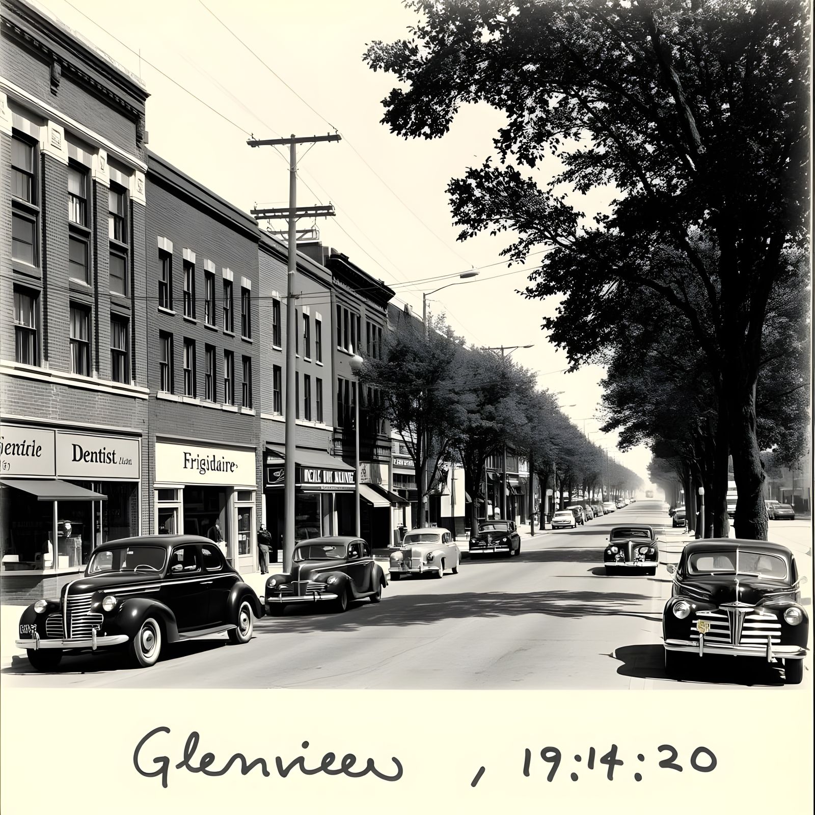 Vintage Glenview Avenue Street Scene in Illinois