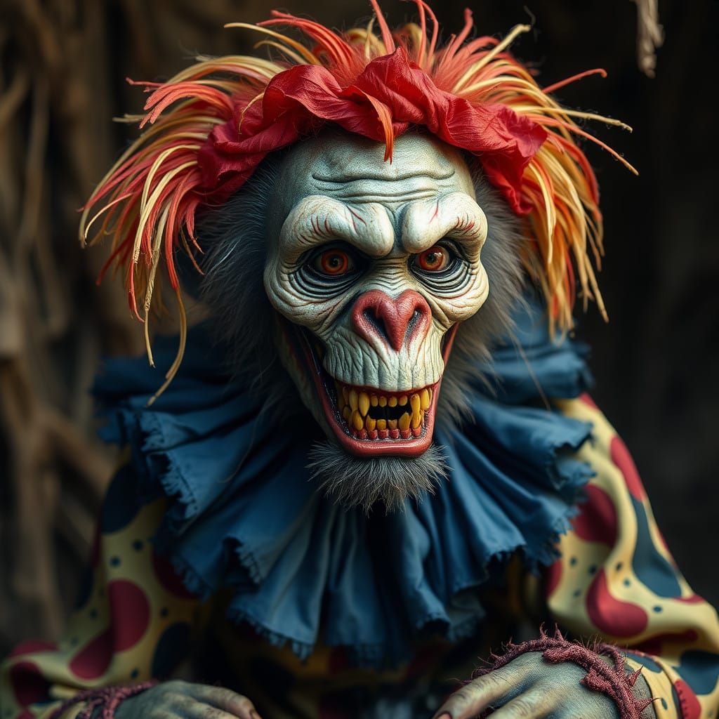 Distressed Feral Ape in a Post-Apocalyptic Landscape