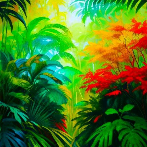 Amazon Rainforest Painting with Broad Brush Strokes