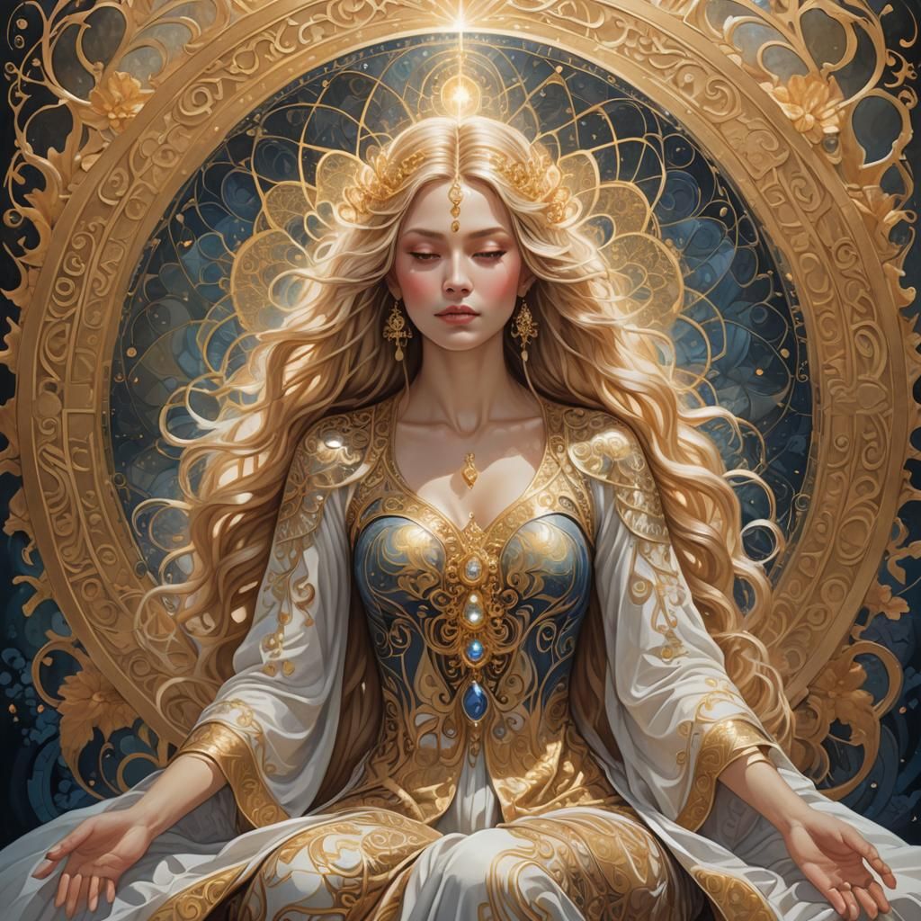 a woman emanating a mesmerizing aura