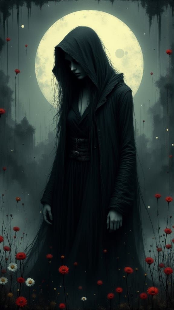 Woman Lost in Dark Mystical Realm