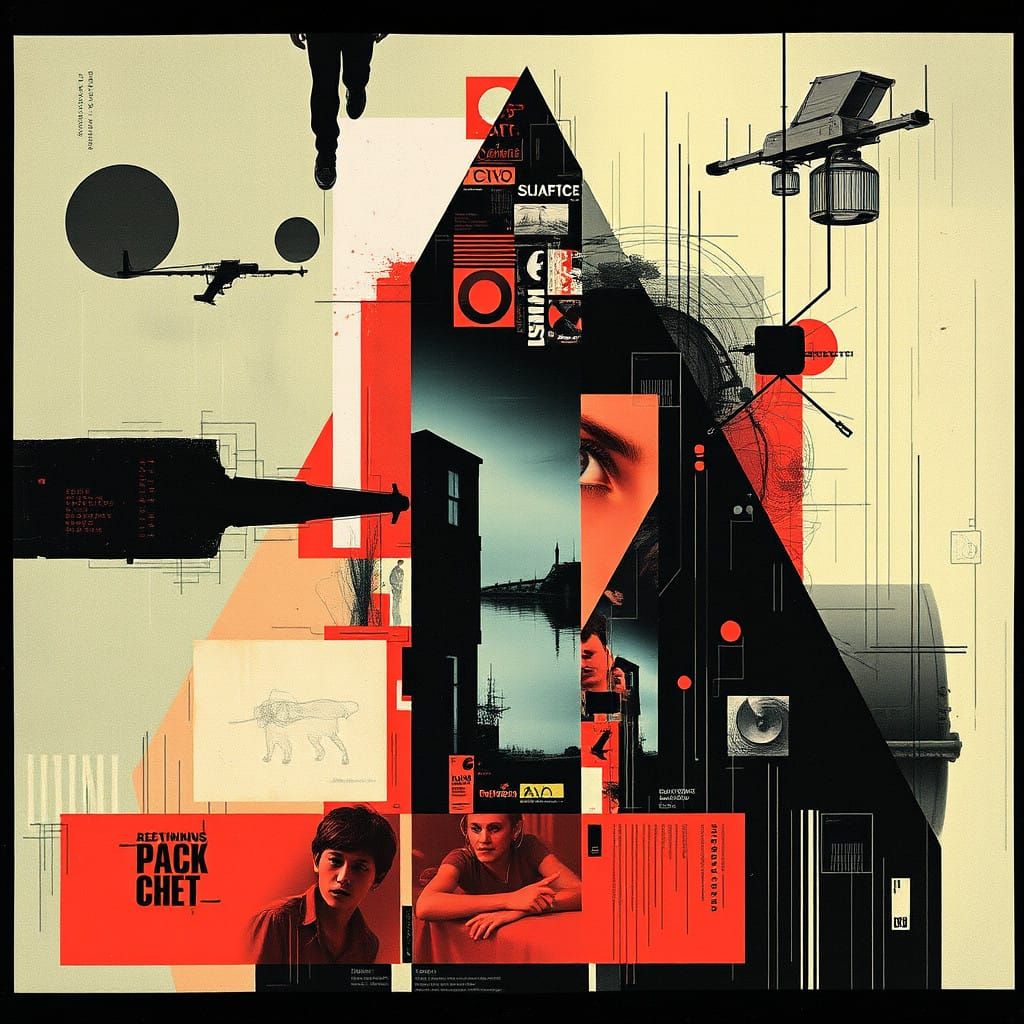 Sputnik Punk in Abstract Collage Style