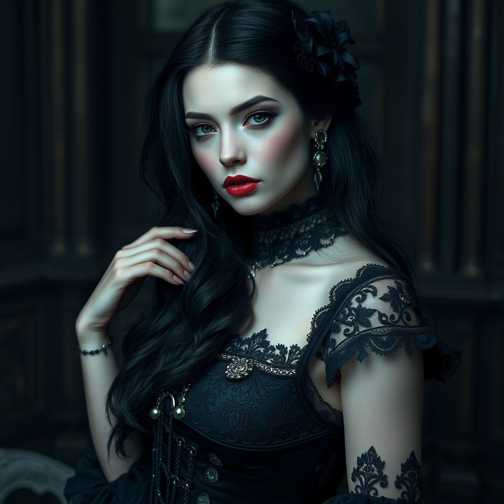 Gothic Woman in Moody, Atmospheric Portrait