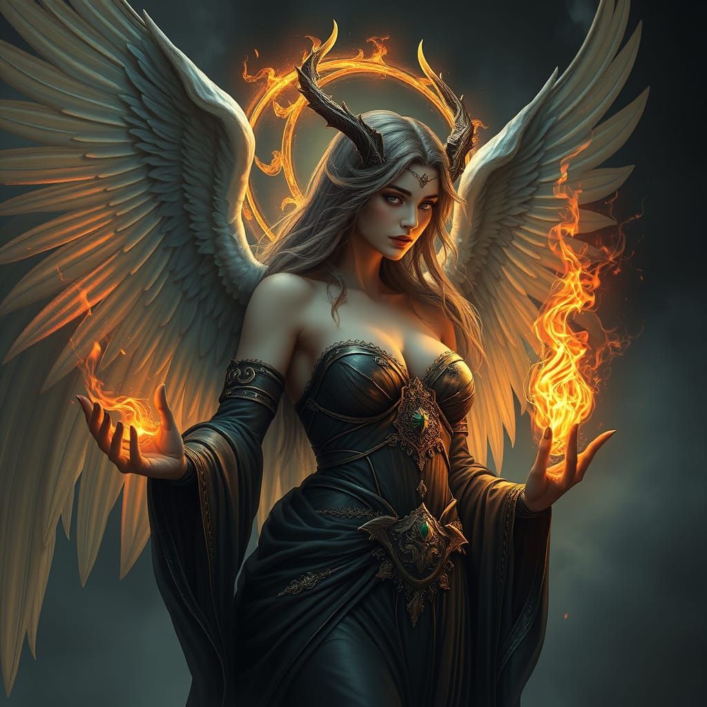 Darkfire Goddess as a Winged Angel