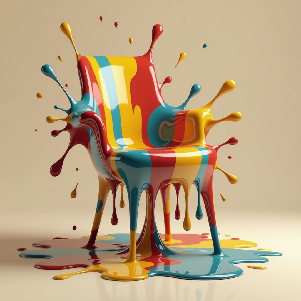 Abstract Liquid Chair Splash in Vibrant Colors