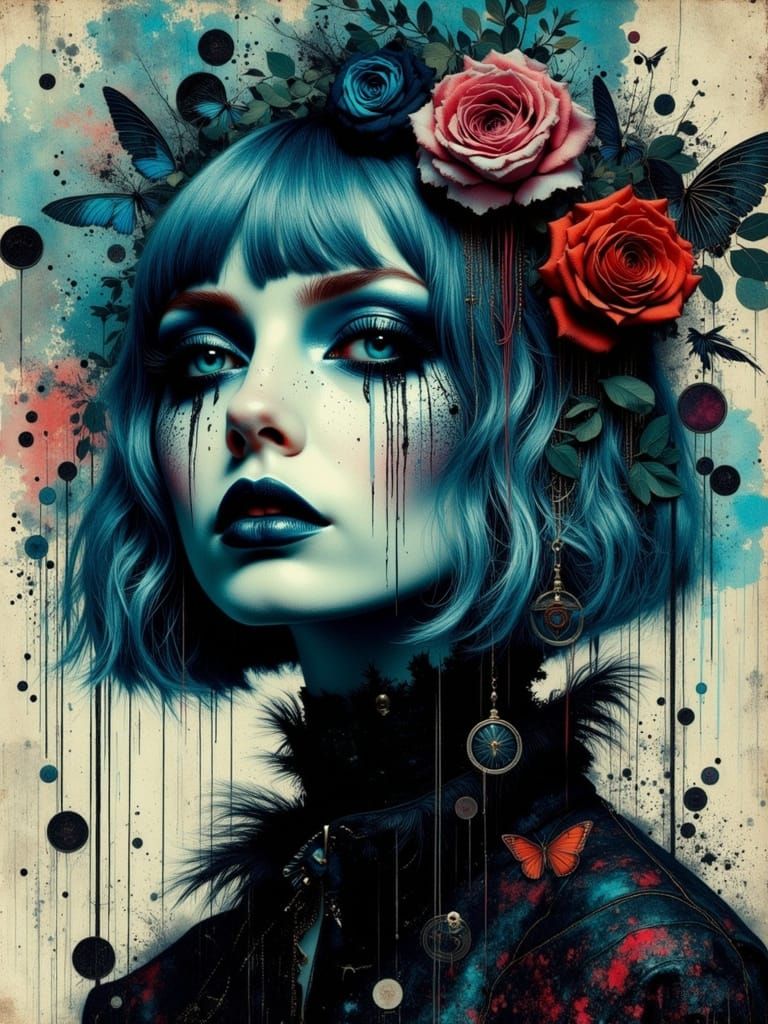 Gothic Abstract Portrait of a Romantic Goth Punk Woman