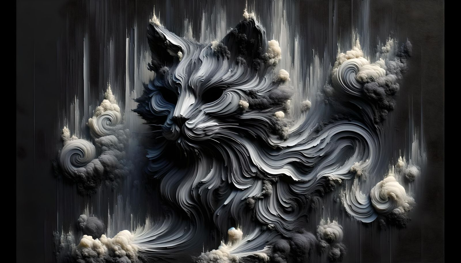 Ethereal Smoke Cat in Impasto Painting