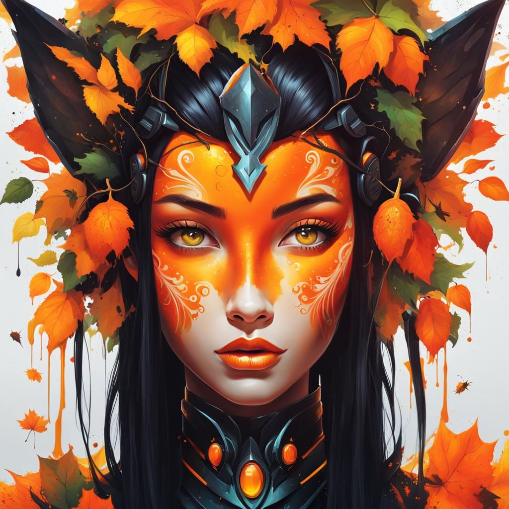 Orange Fairy in Autumnal Graffiti Art Style