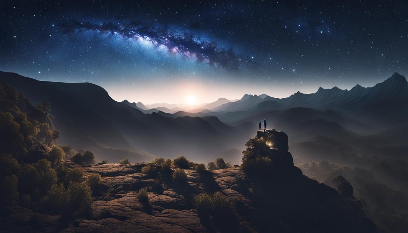 Starry Night Landscape with Lone Figure