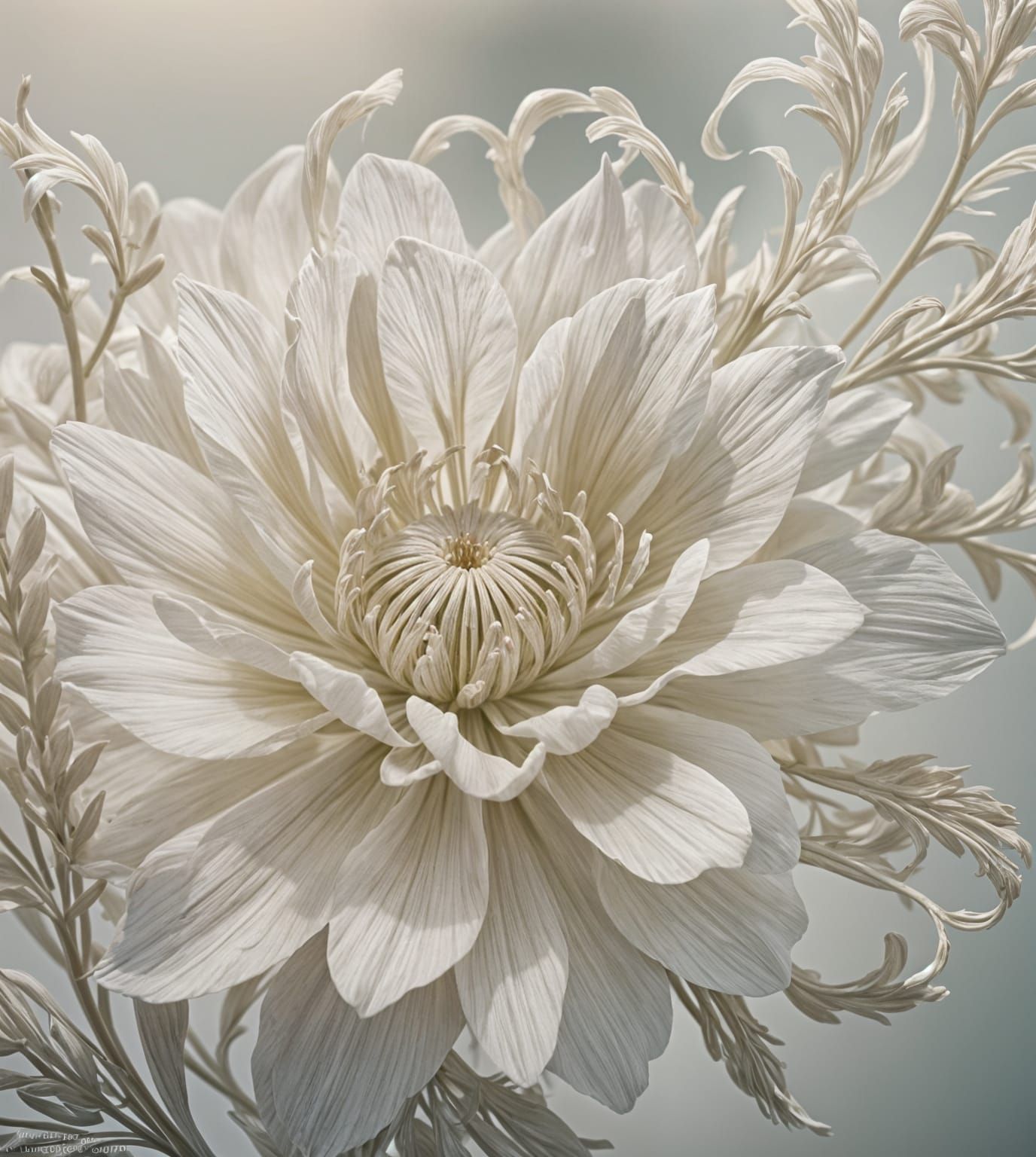 Ornate Filigree Flower in Warm Sunlight, Cinematic Still