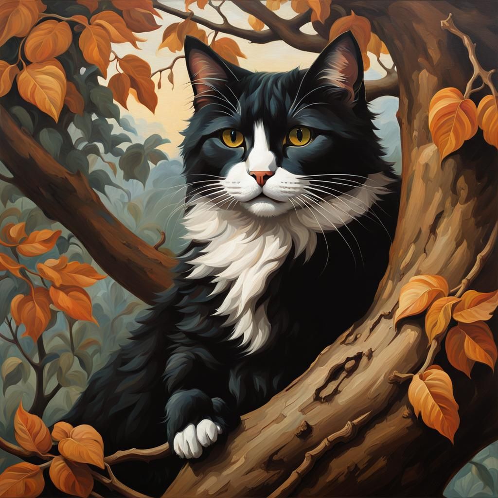 Cat Portrait in 19th Century Oil Painting Style