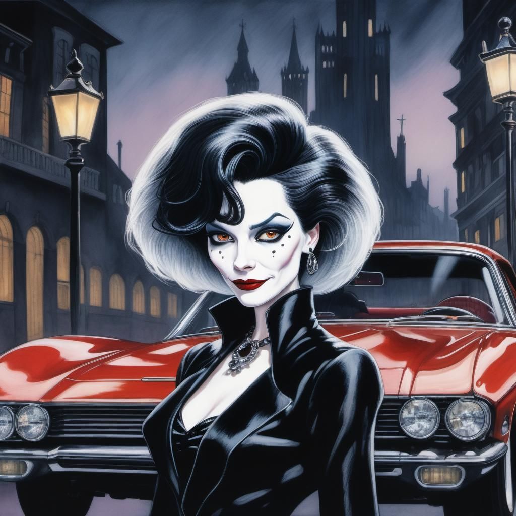 Hyper-Realistic Cruella De Vil in Colored Pencil