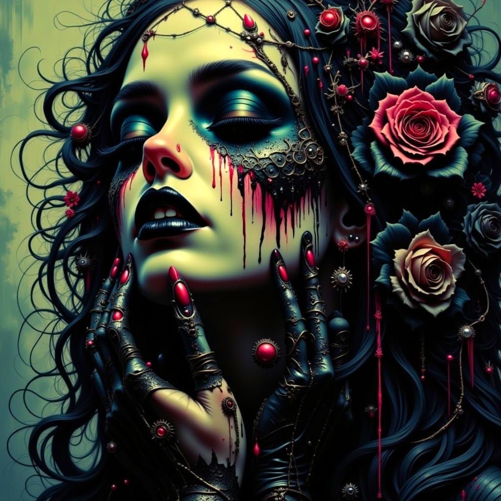 Gothic Death Scene in Hyperreal Style