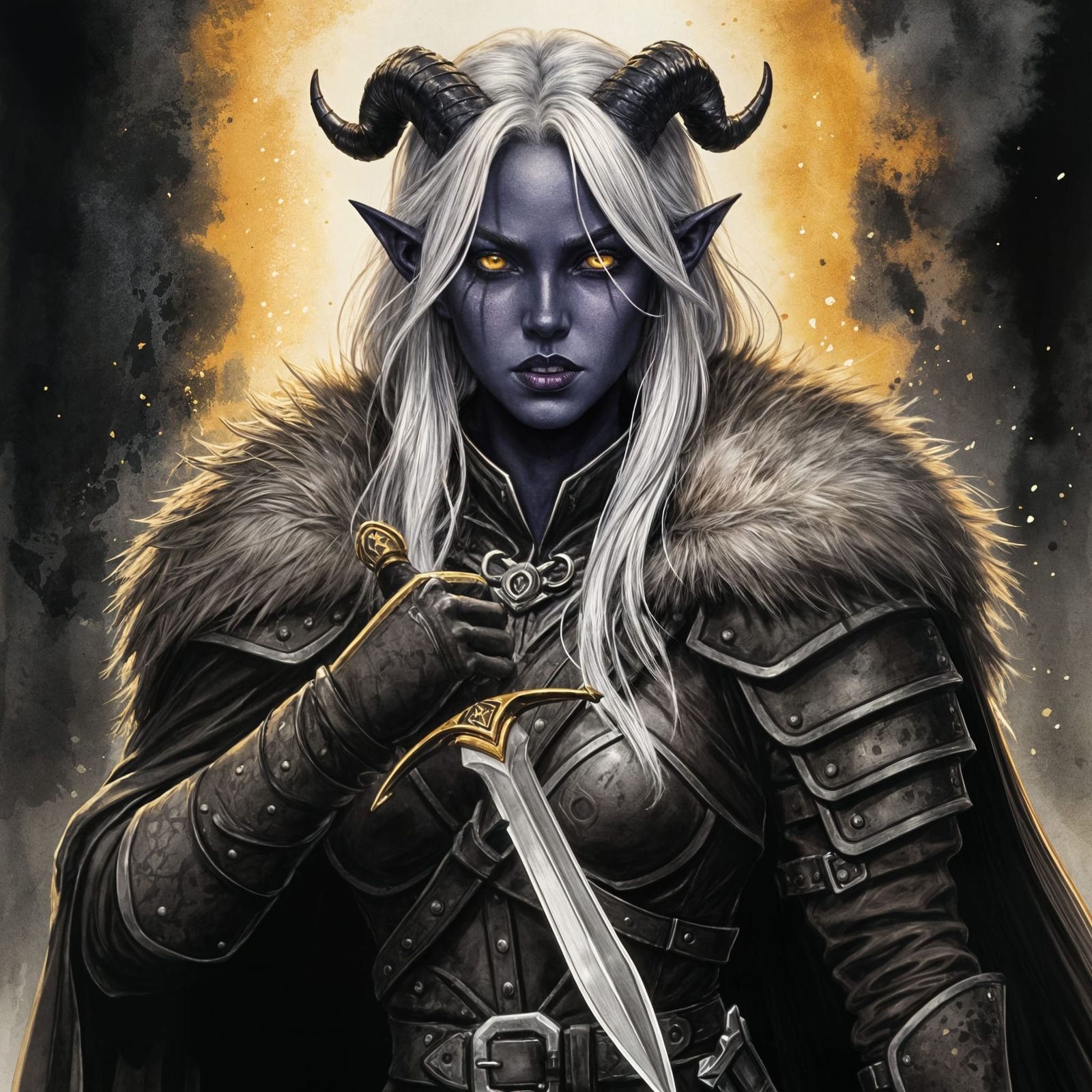 Mysterious Tiefling Rogue in Dappled Golden Light