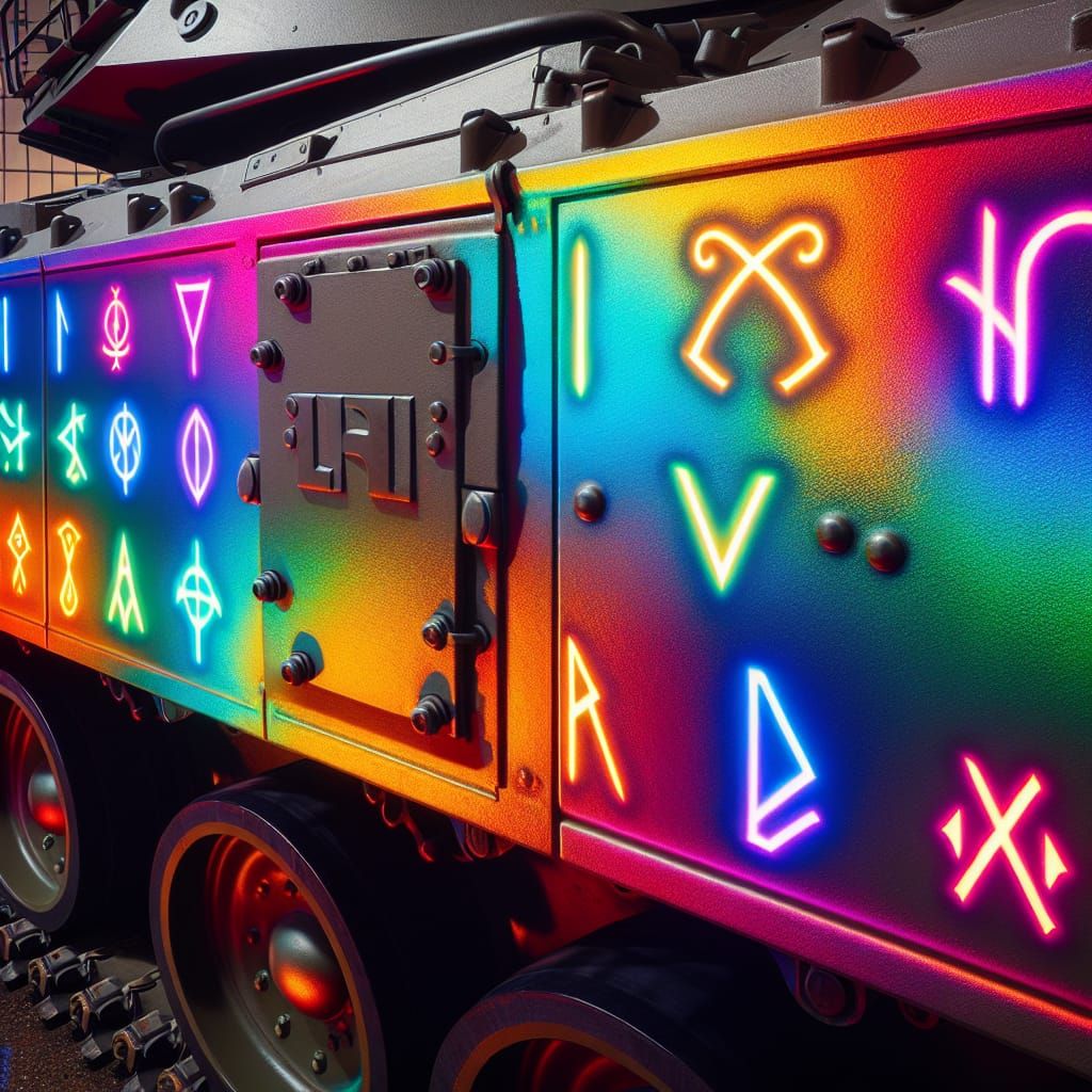 Neon Runes Adorn M1A1 Abrams Tank