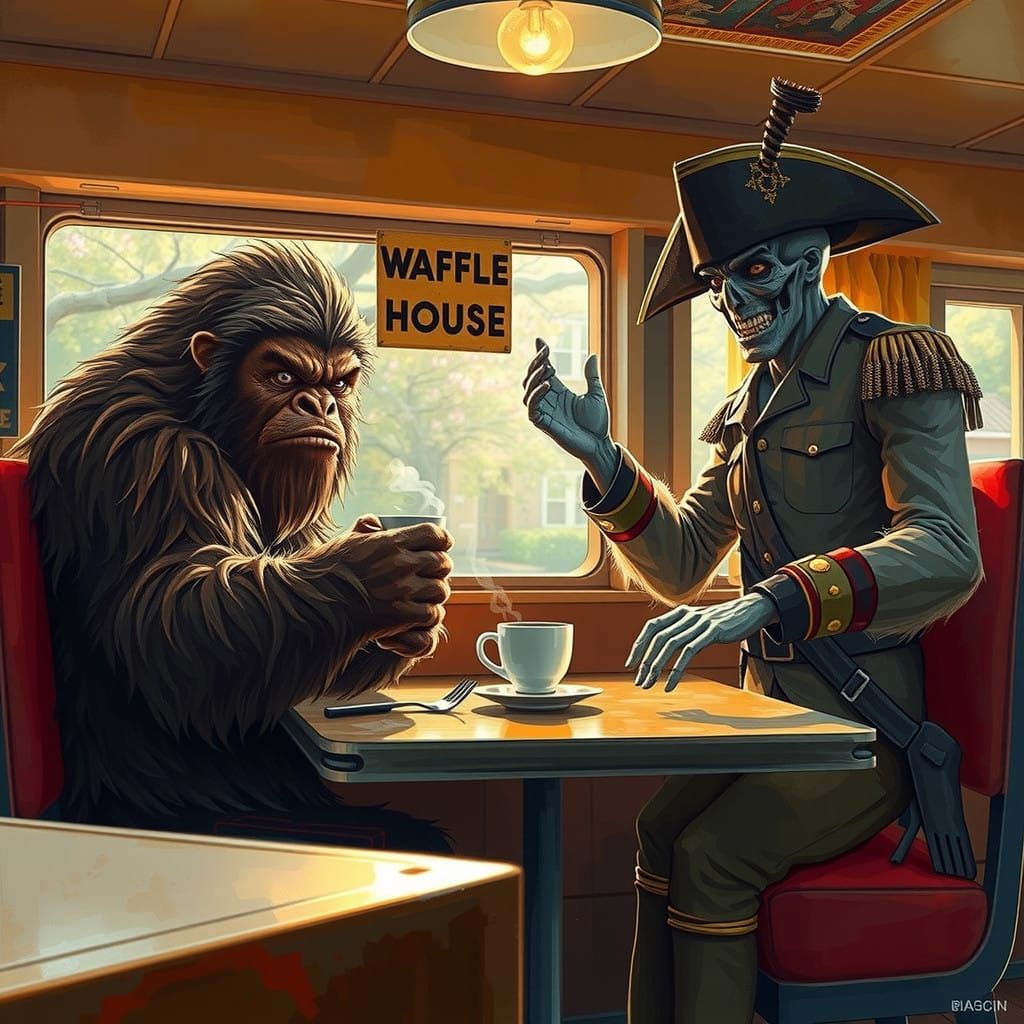Sasquatch and Revolutionary War Ghost Engage in Heated Waffl...