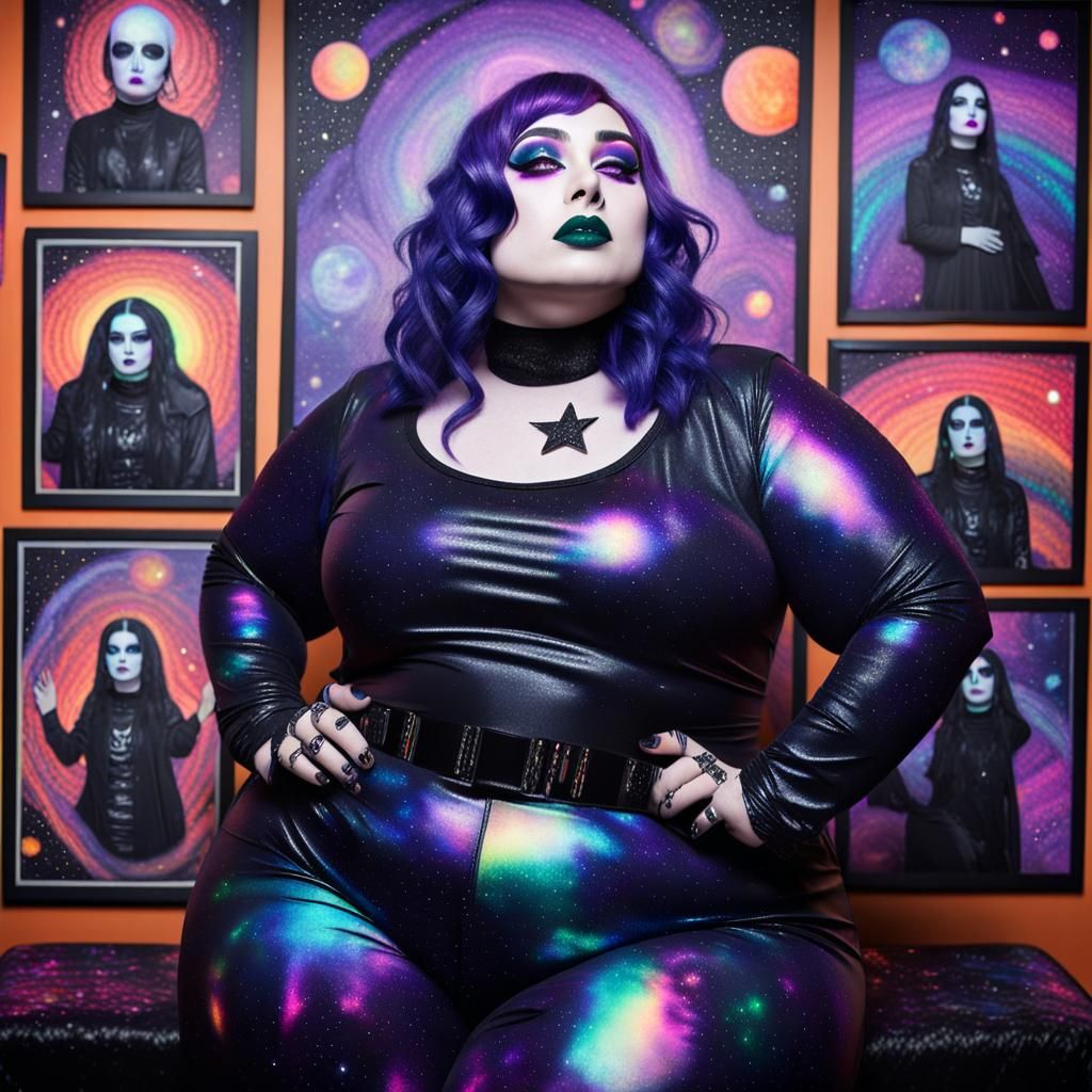 Goth Wizard Casting Magic in Space